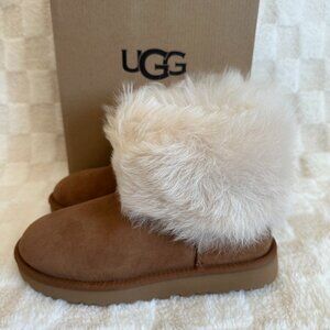 NIB! UGG Women's Boots Mini Toscana Cuff Sheepskin In Chestnut Size US6/EU37